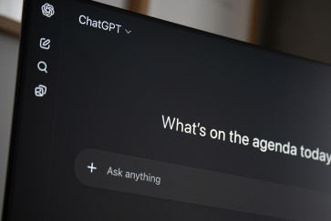 The ChatGPT logo and 'What's your agenda today' display on a screen, with a box that says 'Ask anything' underneath