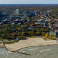 Downtown Evanston from above, looking from the lakeshore