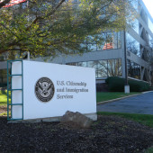 Sign outside a U.S. Citizenship and Immigration Services office in Atlanta, Georgia.